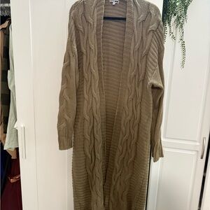 Fashion Nova Tan Cable Knit Cardigan Sweater